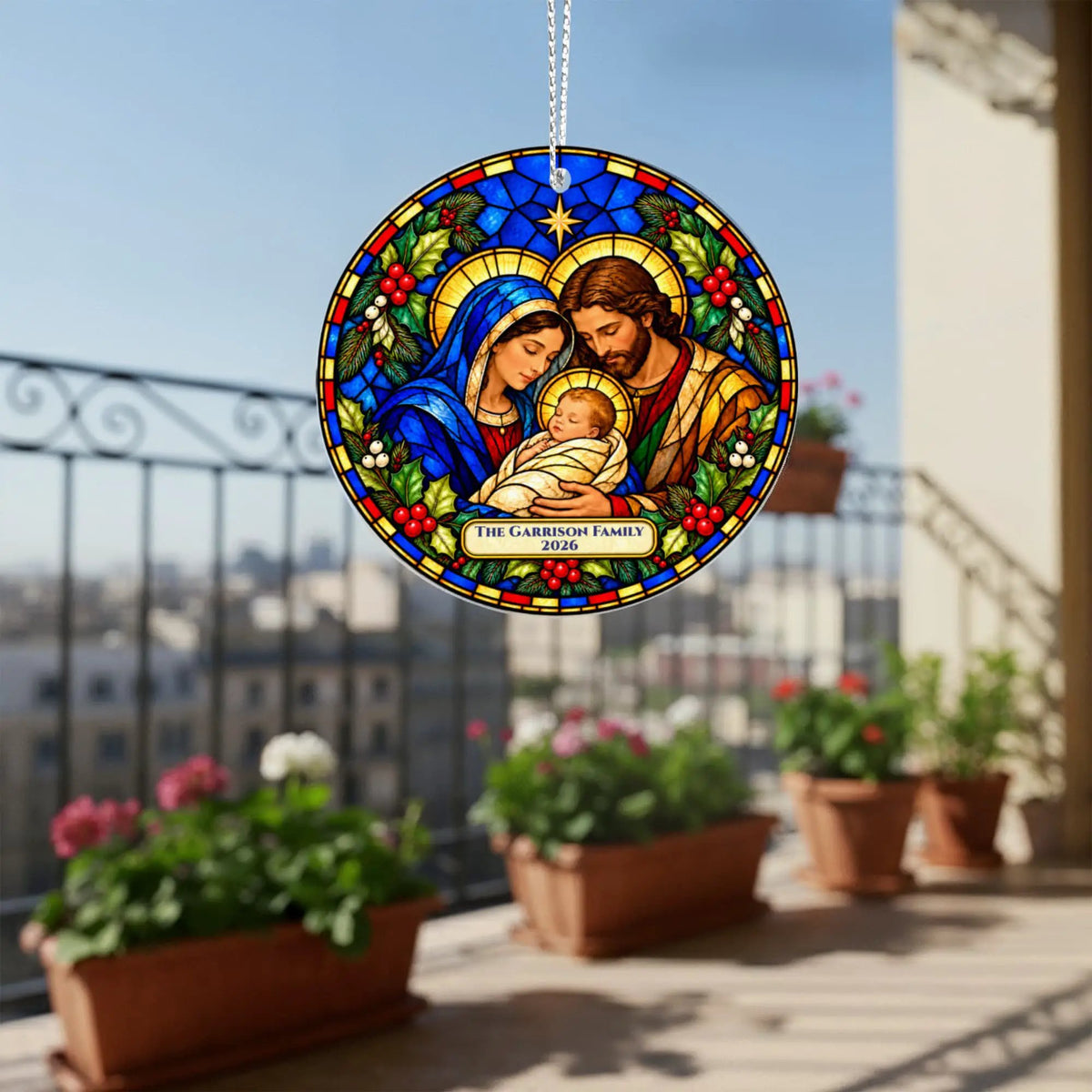 Nativity Christmas Ornament, Personalized Holy Family Ornament, Baby Jesus Christmas Gift, Religious Christian Ornament, Nativity Keepsake