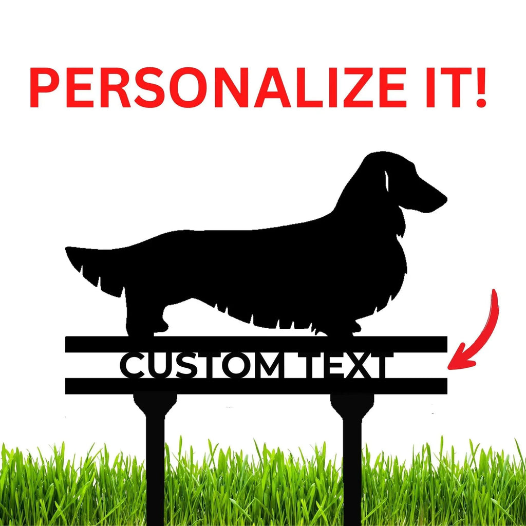Dachshund Long Haired Custom Address, Name Metal Yard Sign