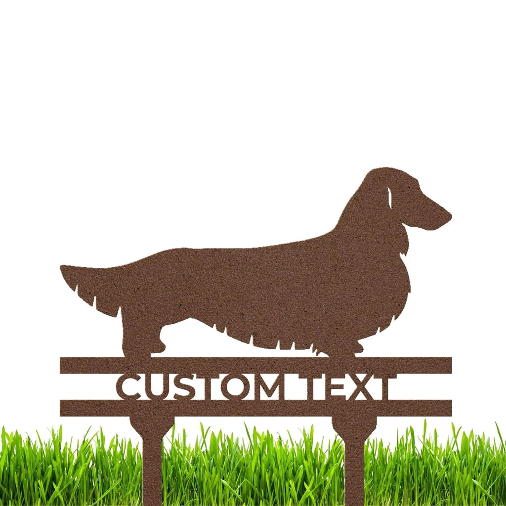 Dachshund Long Haired Custom Address, Name Metal Yard Sign