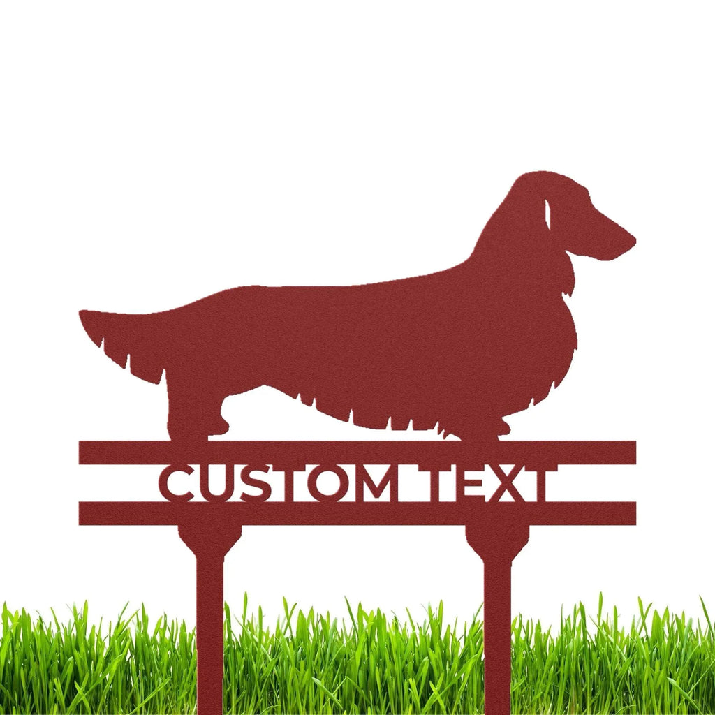Dachshund Long Haired Custom Address, Name Metal Yard Sign