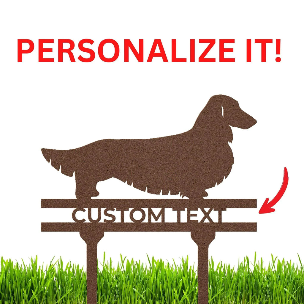 Dachshund Long Haired Custom Address, Name Metal Yard Sign