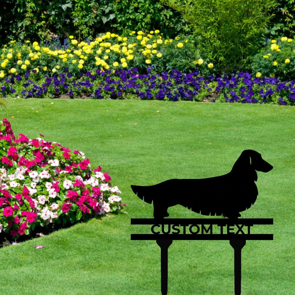 Dachshund Long Haired Custom Address, Name Metal Yard Sign