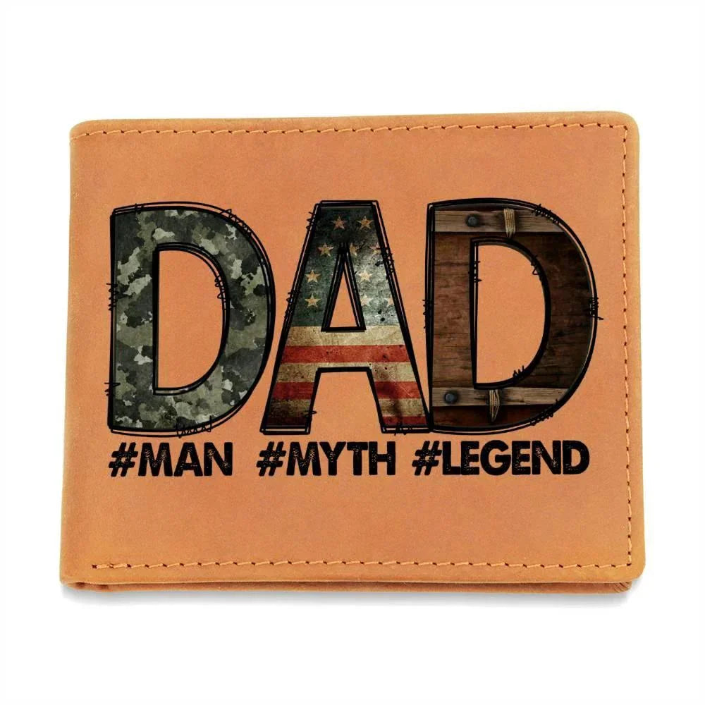 DAD Custom Printed Leather Wallet - Man - Myth - Legend
