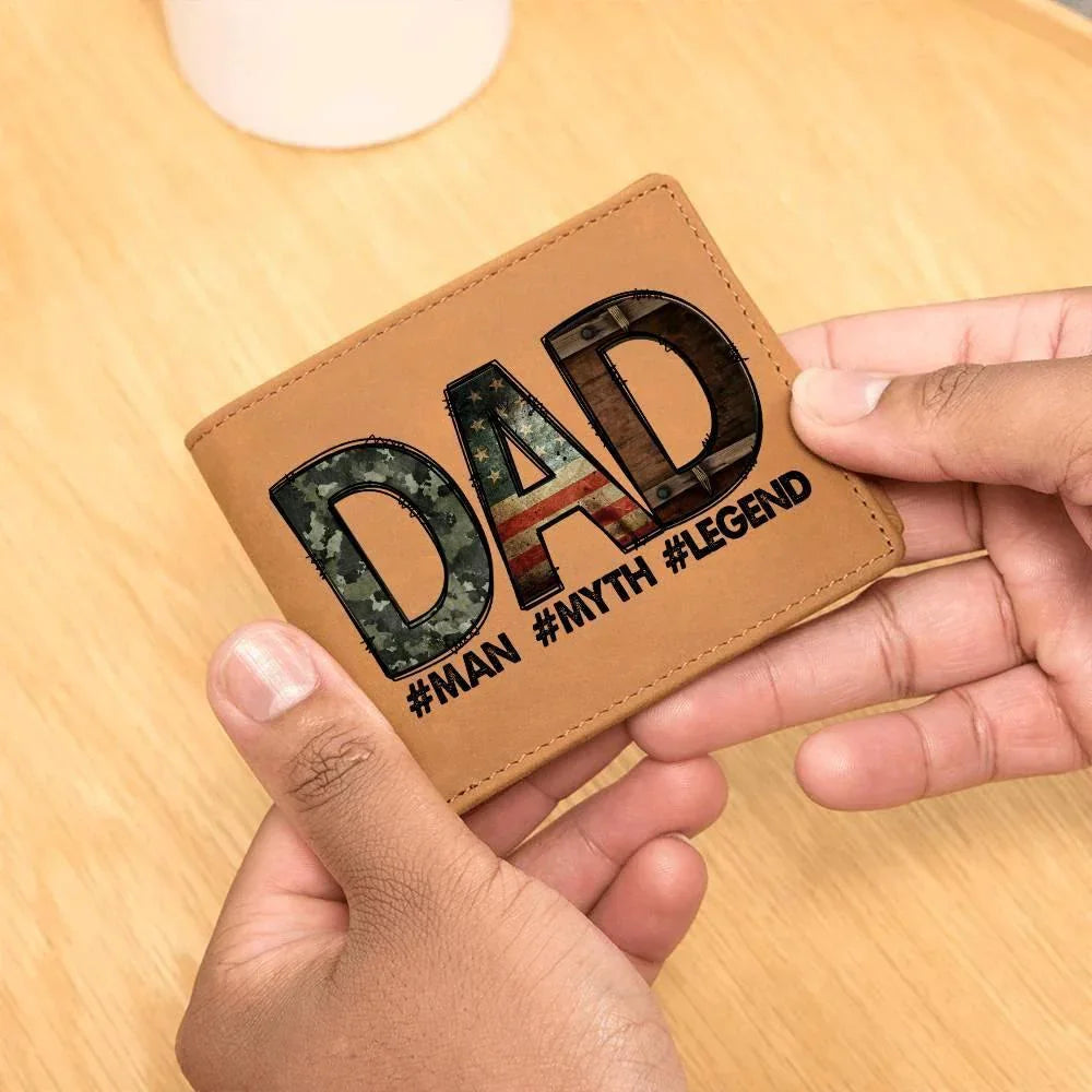 DAD Custom Printed Leather Wallet - Man - Myth - Legend