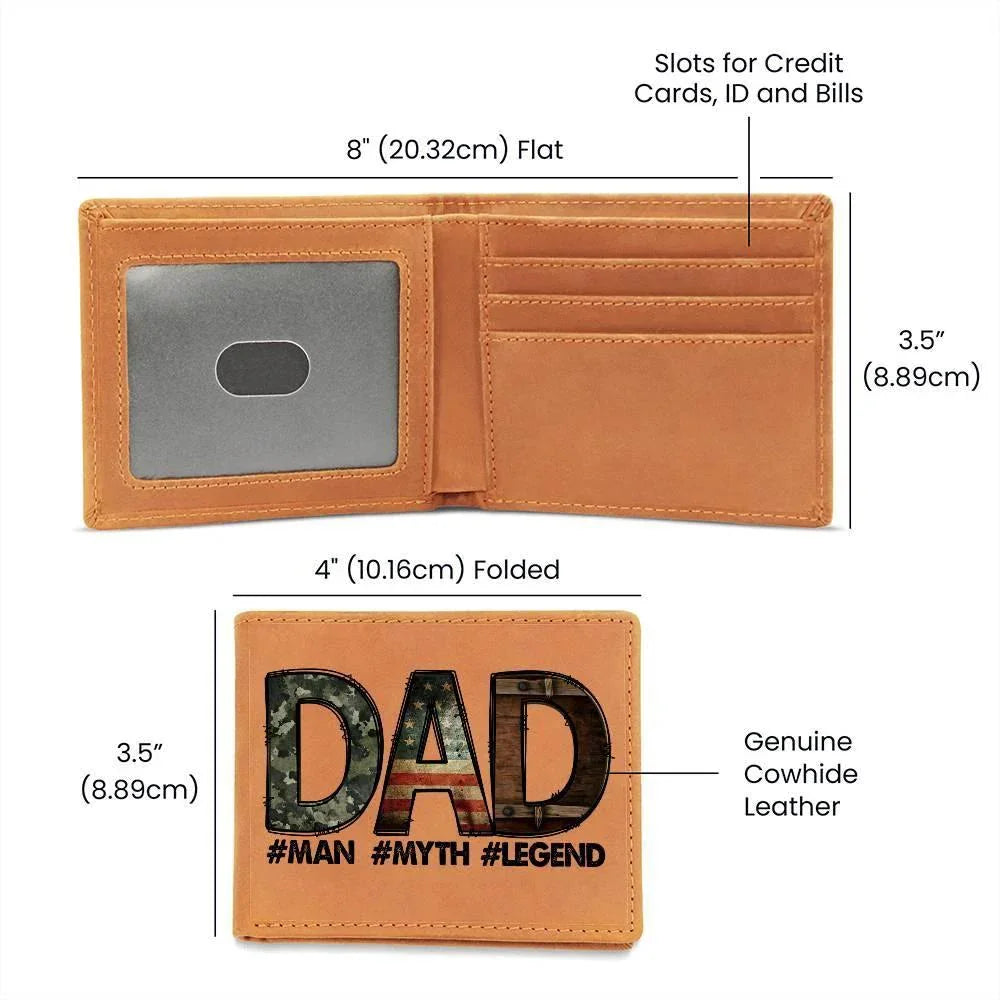 DAD Custom Printed Leather Wallet - Man - Myth - Legend