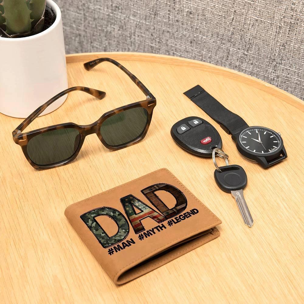 DAD Custom Printed Leather Wallet - Man - Myth - Legend