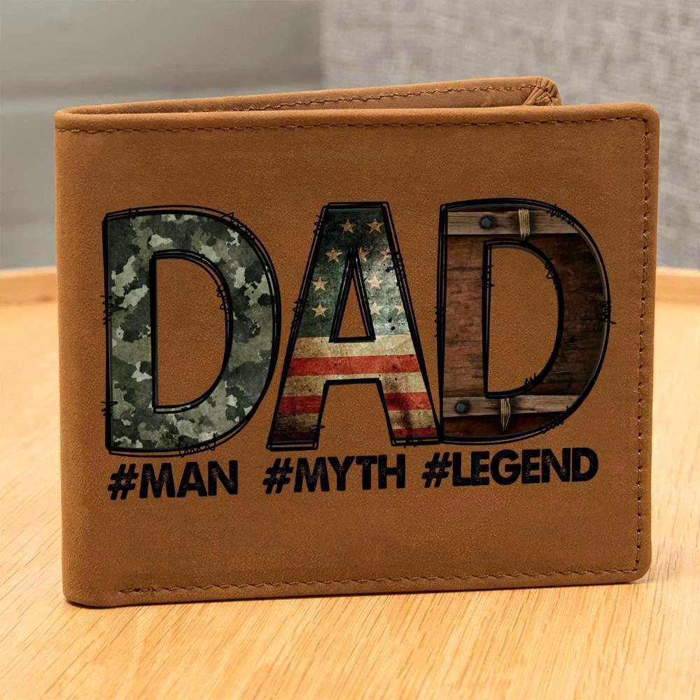 DAD Custom Printed Leather Wallet - Man - Myth - Legend