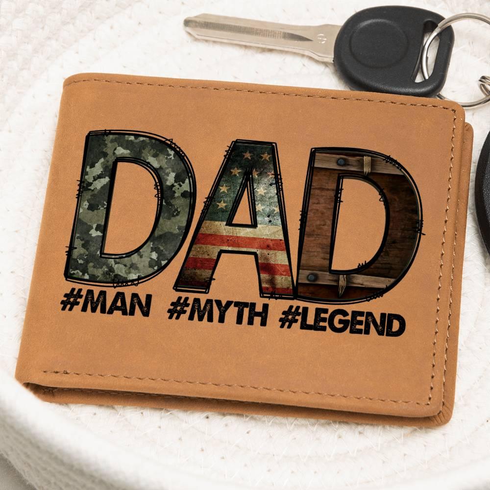 DAD Custom Printed Leather Wallet - Man - Myth - Legend - Mallard Moon Gift Shop