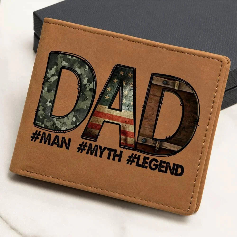 DAD Custom Printed Leather Wallet - Man - Myth - Legend