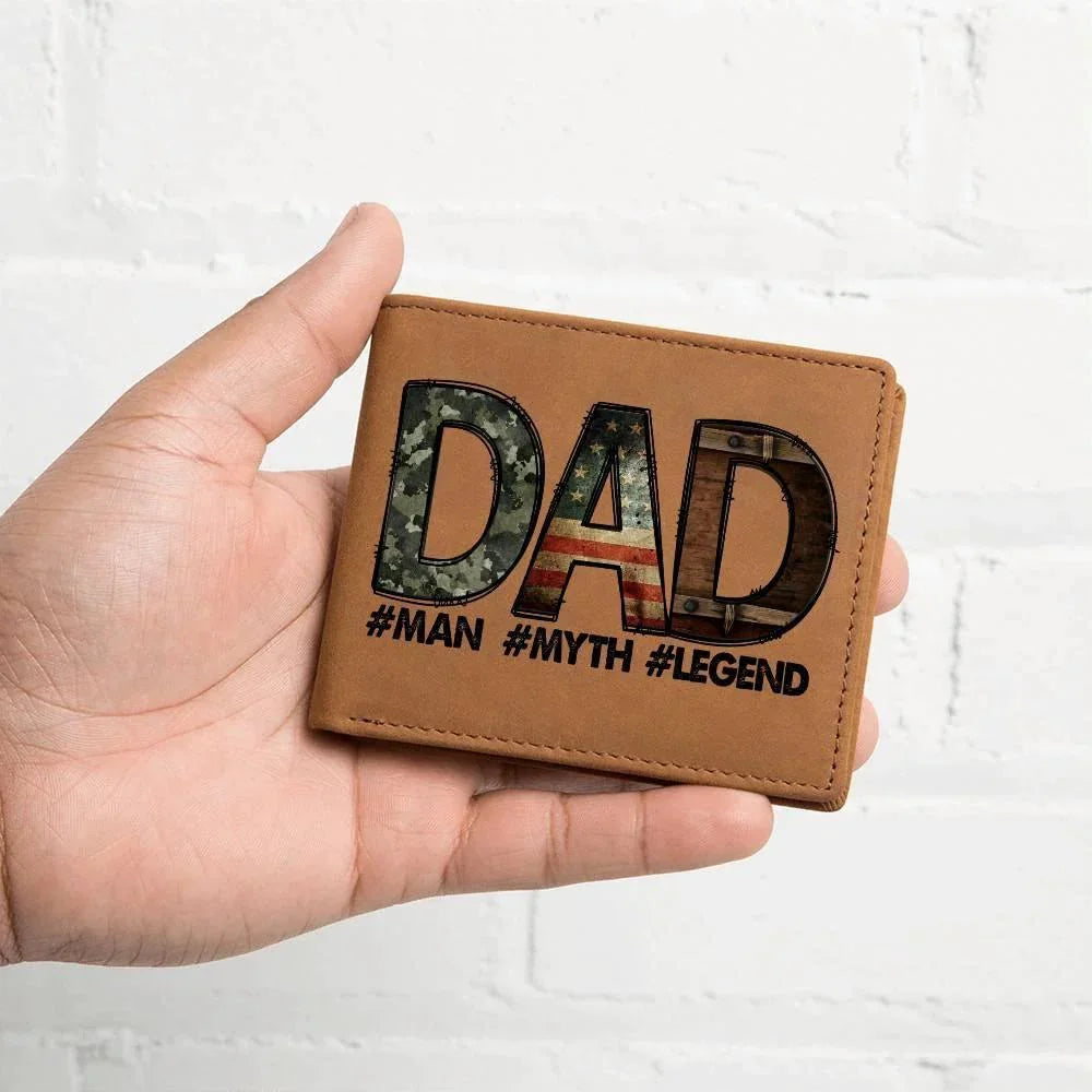 DAD Custom Printed Leather Wallet - Man - Myth - Legend