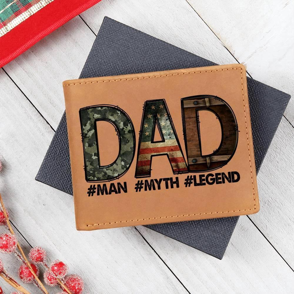 DAD Custom Printed Leather Wallet - Man - Myth - Legend