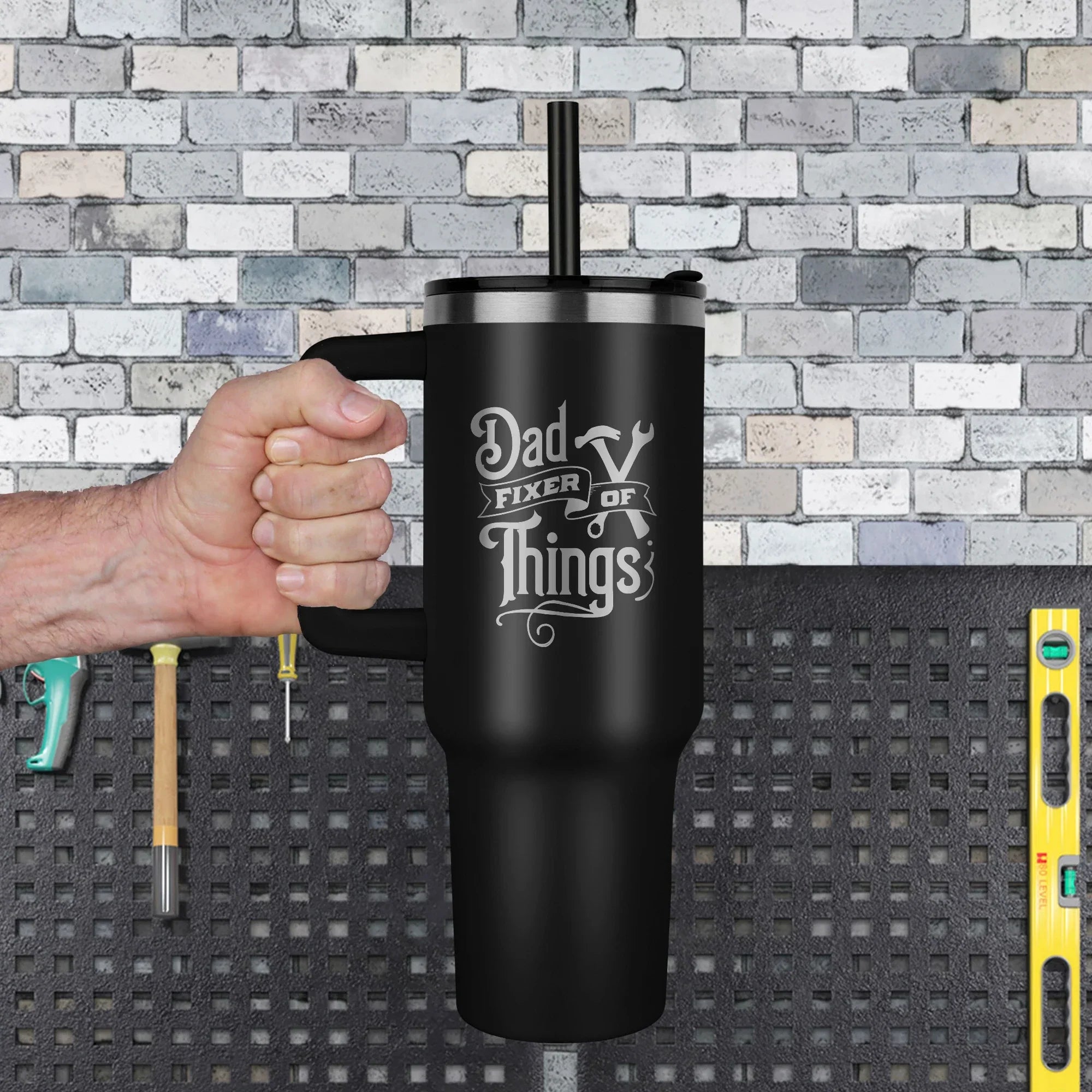 Funny Father Figure Laser-engraved 40oz Tumbler - Birthday, Father's Day, Christmas Gift for Dad