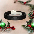 Dad Gifts, To My Dad Remember, you will never lose. You will either WIN or LEARN, Keepsake Black Glidelock Clasp Bracelet For Dad Engraved, Birthday Christmas Gifts Ideas For Dad X-mas Gifts