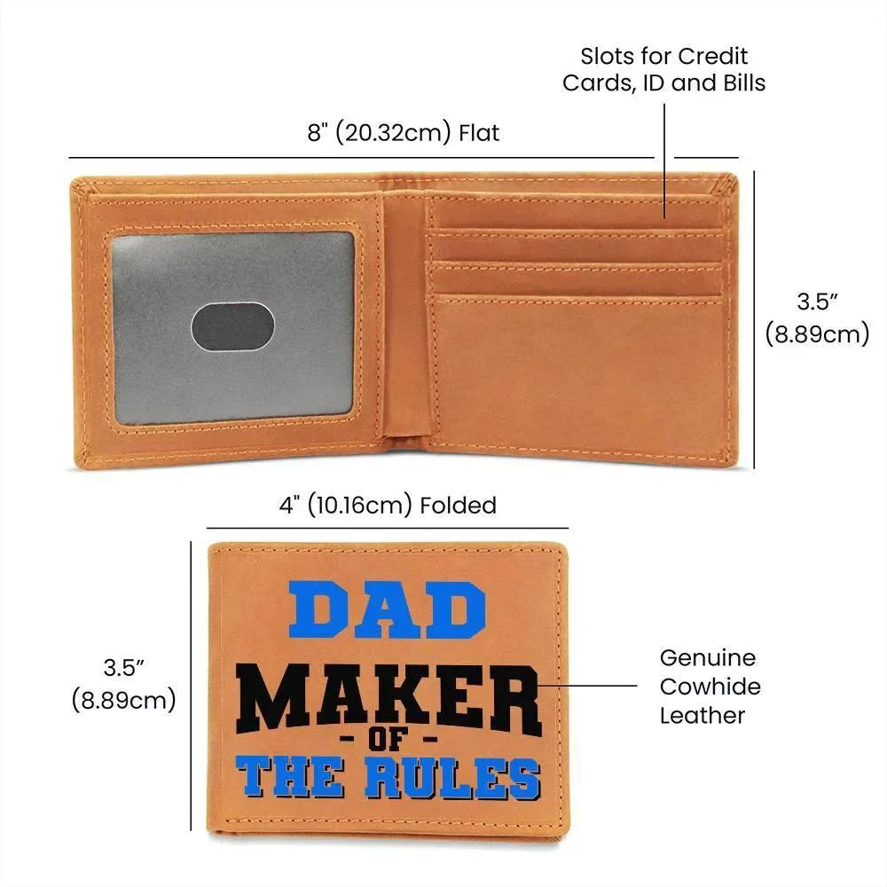 DAD - Maker of the Rules Personalized Leather Wallet