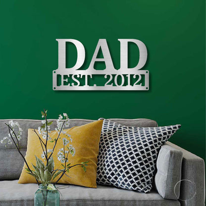 Dad Monogram Personalized Indoor Outdoor Steel Wall Sign Art - Mallard Moon Gift Shop