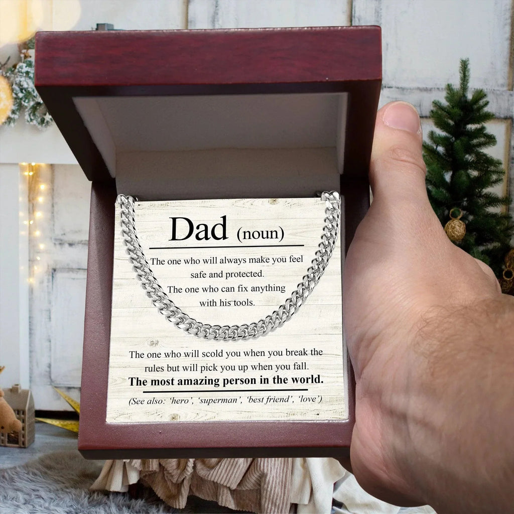 Dad Noun - The Most Amazing Person in the World Cuban Chain Link Necklace
