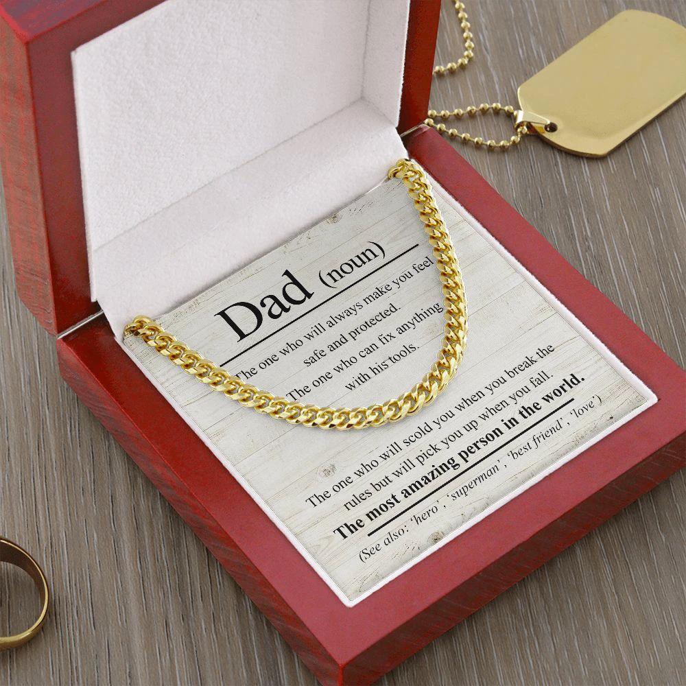 Dad Noun - The Most Amazing Person in the World Cuban Chain Link Necklace