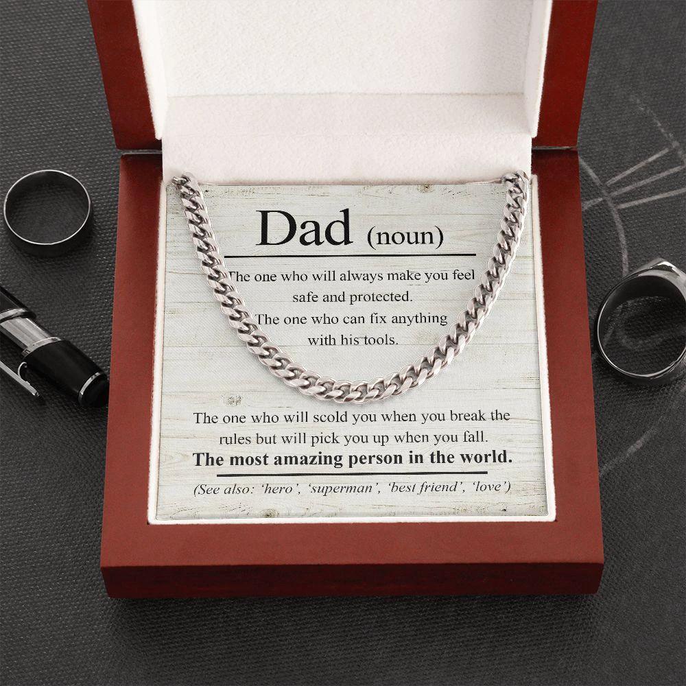 Dad Noun - The Most Amazing Person in the World Cuban Chain Link Necklace