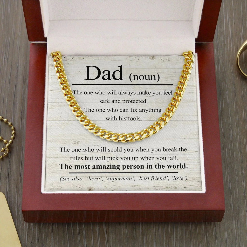 Dad Noun - The Most Amazing Person in the World Cuban Chain Link Necklace