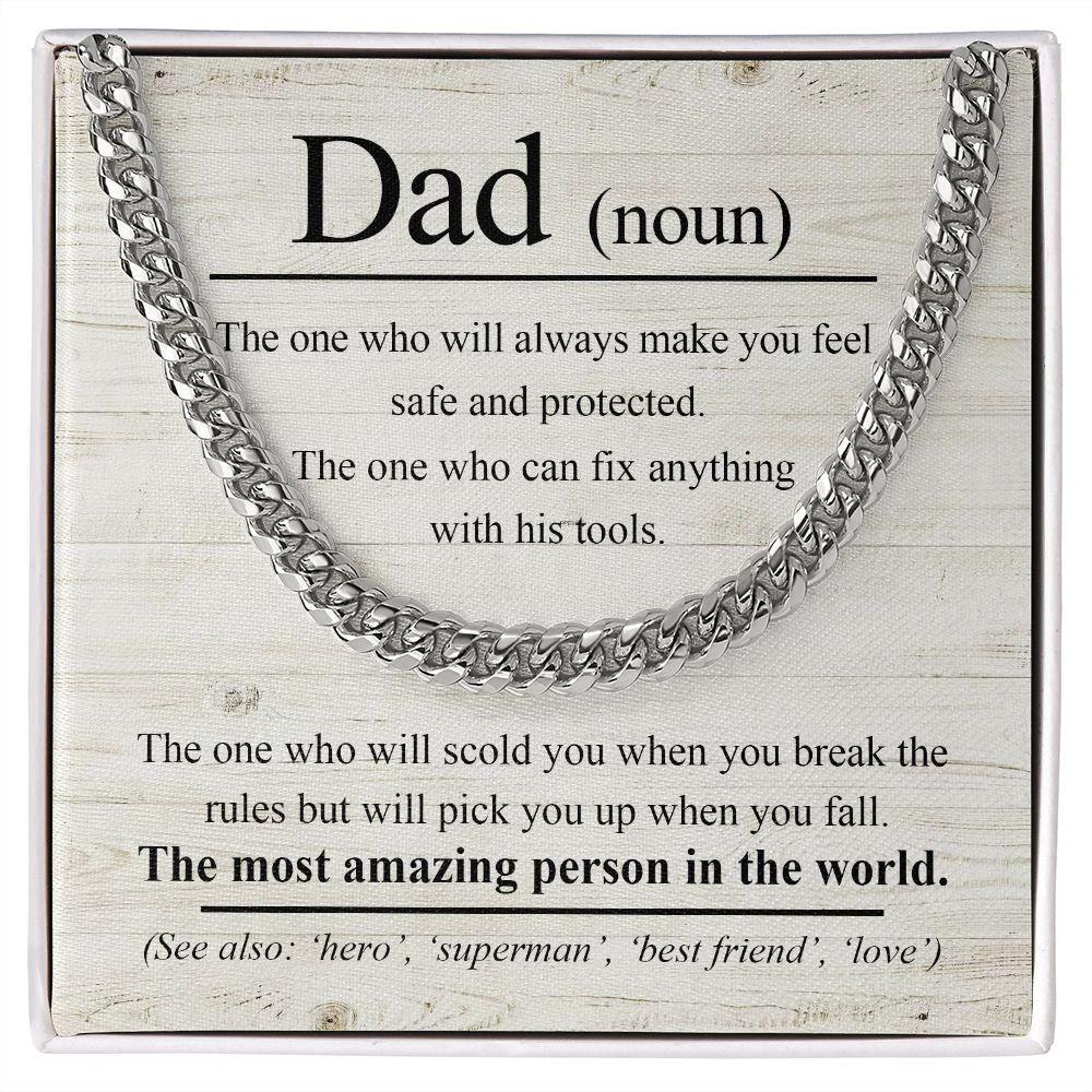 Dad Noun - The Most Amazing Person in the World Cuban Chain Link Necklace
