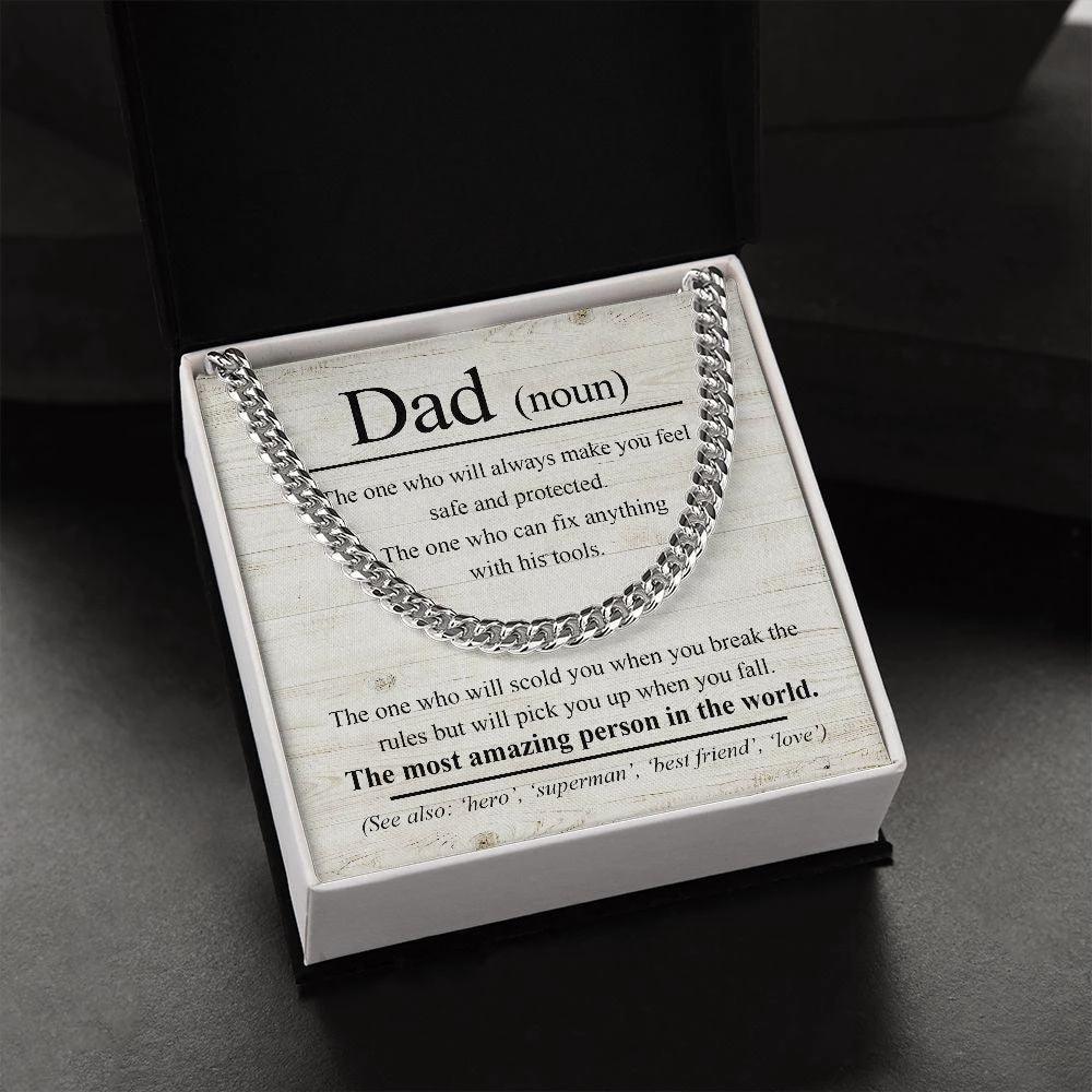 Dad Noun - The Most Amazing Person in the World Cuban Chain Link Necklace