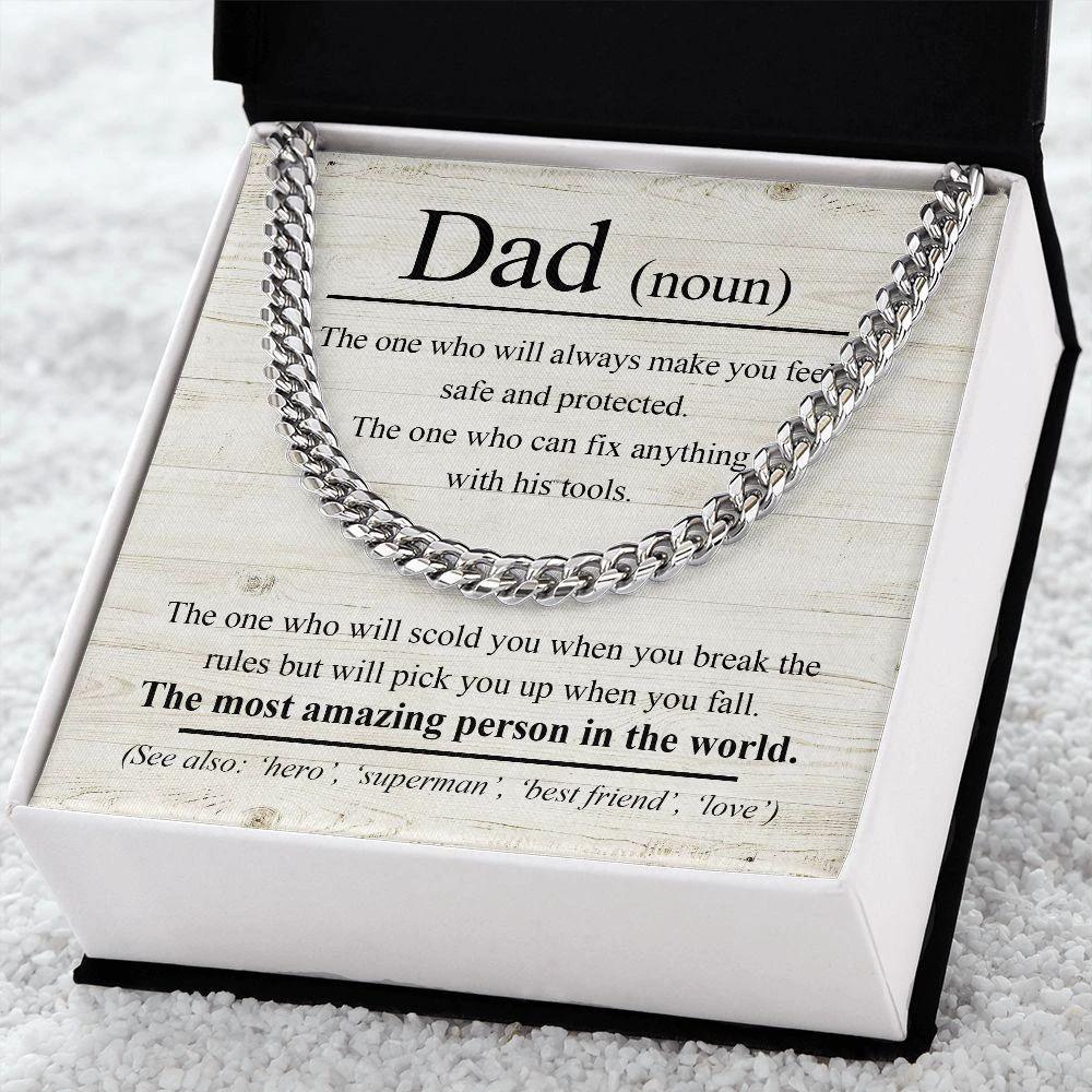 Dad Noun - The Most Amazing Person in the World Cuban Chain Link Necklace