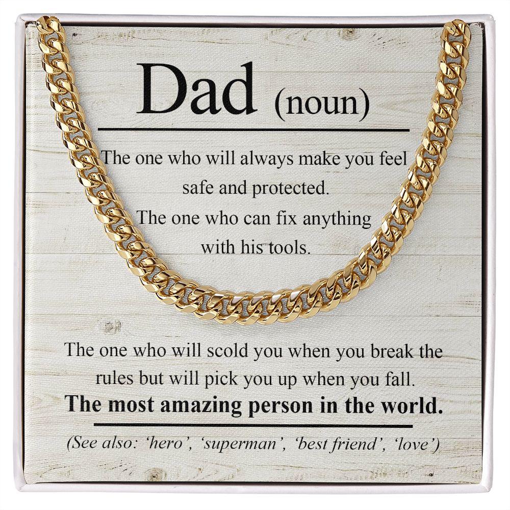 Dad Noun - The Most Amazing Person in the World Cuban Chain Link Necklace - Mallard Moon Gift Shop