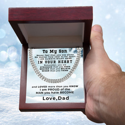 Gift for Adult Son from Dad Thick Chain Link Necklace Custom Message Card Gift Box - Mallard Moon Gift Shop