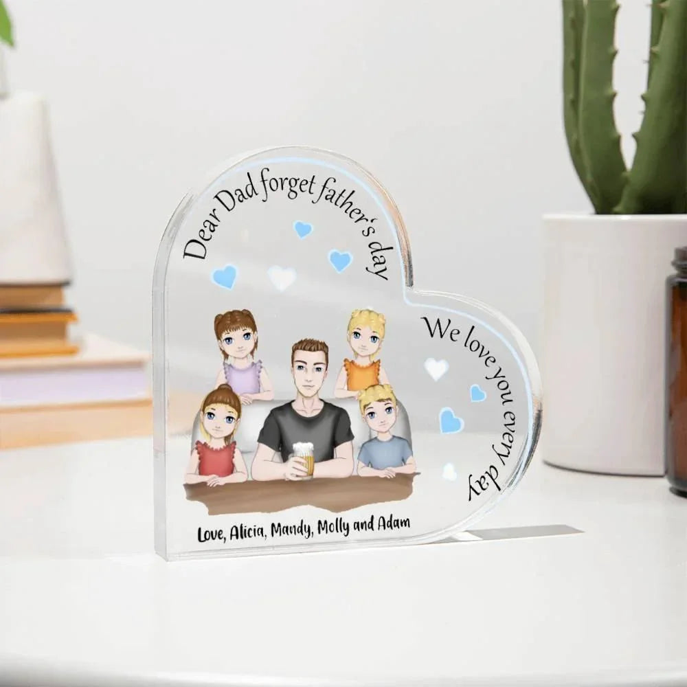 Dad with Kids Personalized Heart Acrylic Plaque