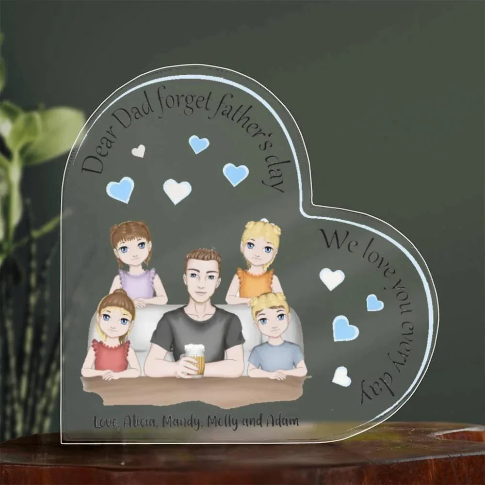 Dad with Kids Personalized Heart Acrylic Plaque