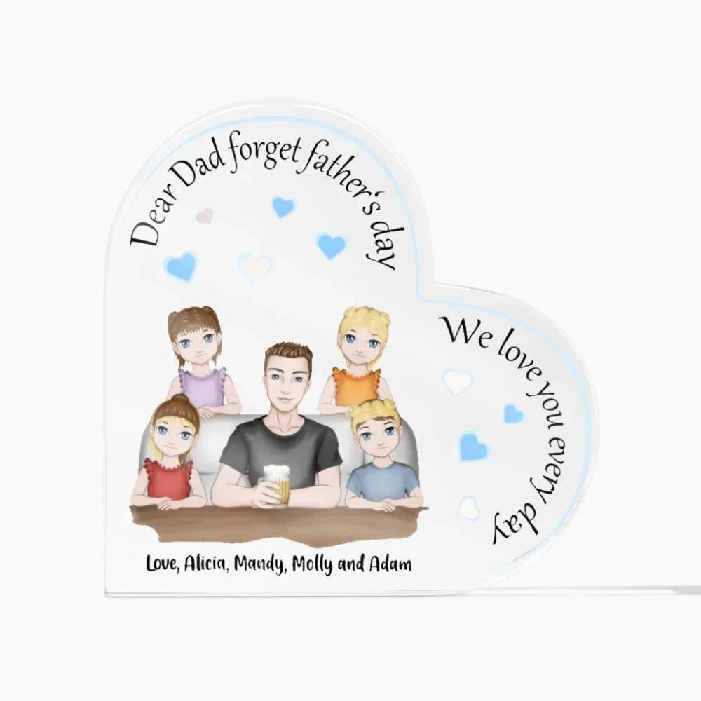 Dad with Kids Personalized Heart Acrylic Plaque