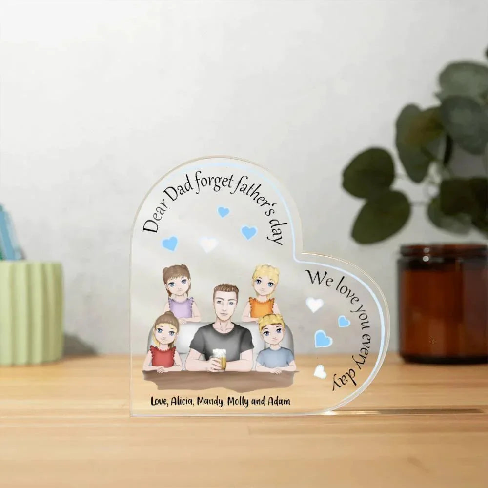 Dad with Kids Personalized Heart Acrylic Plaque