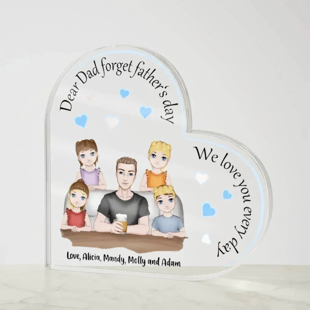 Dad with Kids Personalized Heart Acrylic Plaque