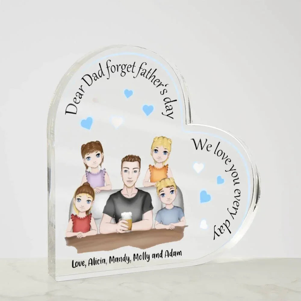 Dad with Kids Personalized Heart Acrylic Plaque