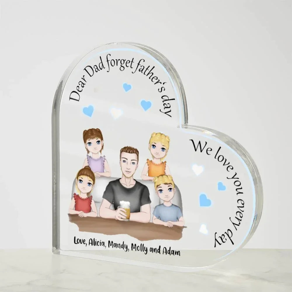 Dad with Kids Personalized Heart Acrylic Plaque