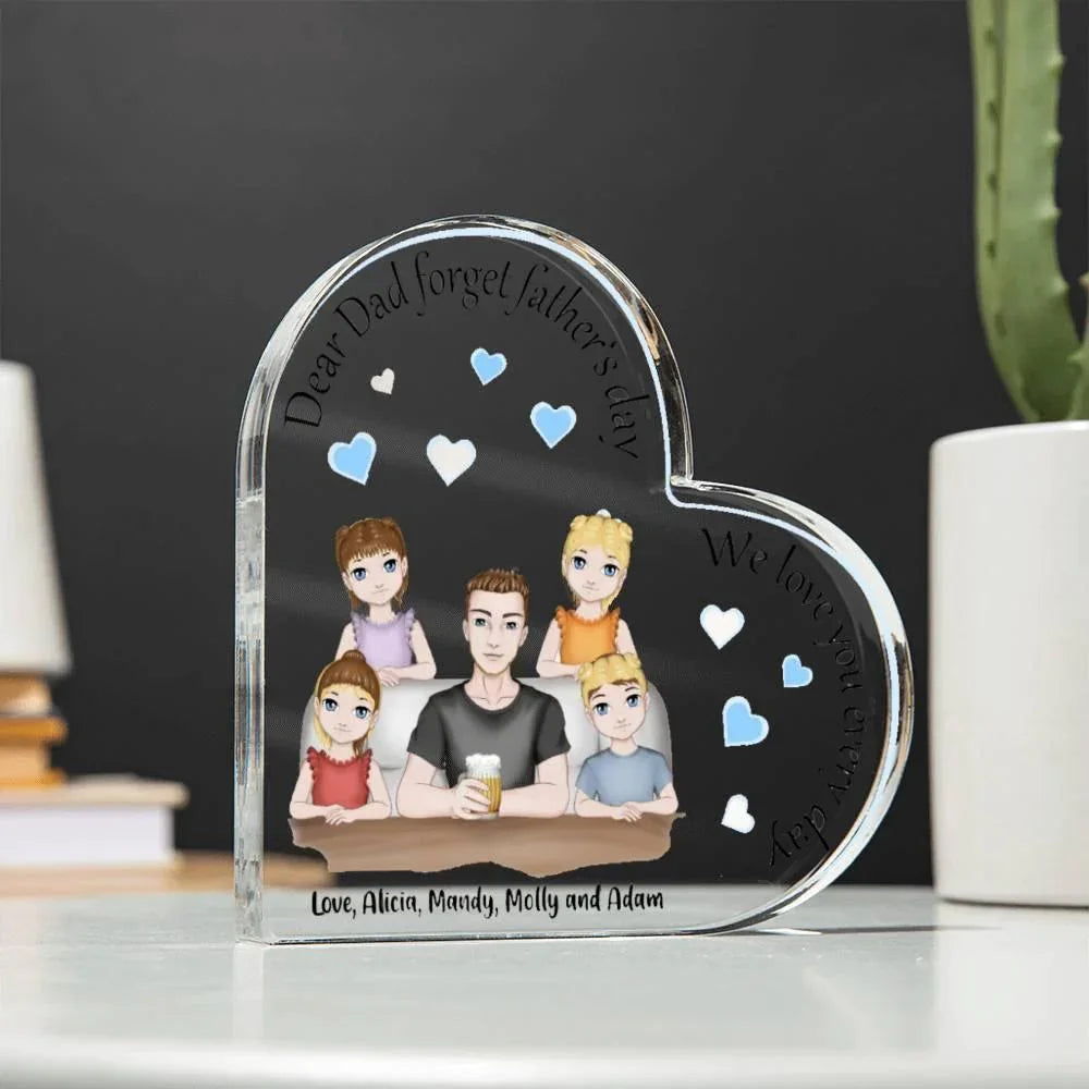 Dad with Kids Personalized Heart Acrylic Plaque