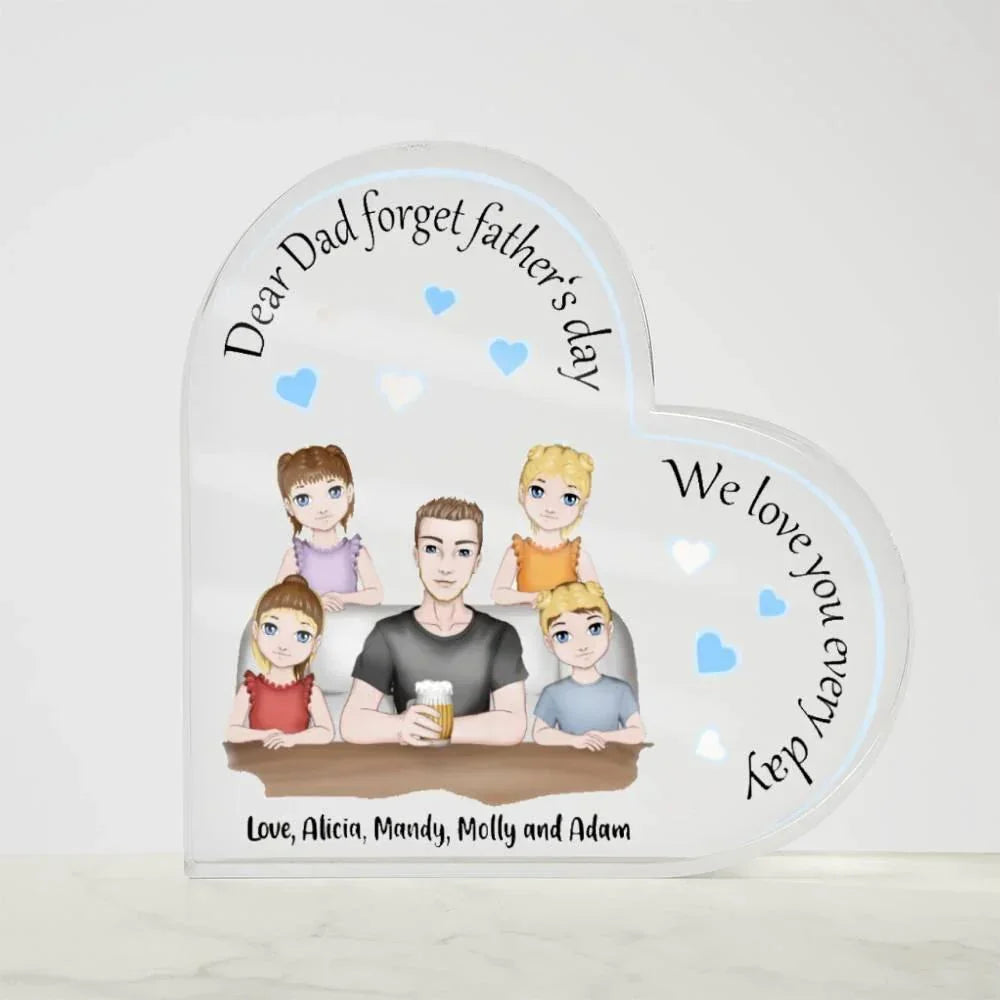 Dad with Kids Personalized Heart Acrylic Plaque