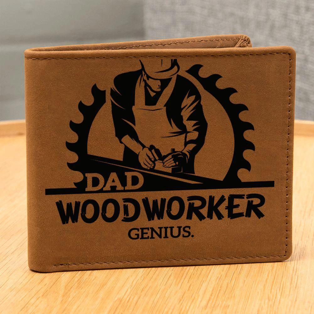 Dad Woodworker Genius Leather Wallet