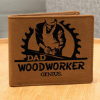 Dad Woodworker Genius Leather Wallet