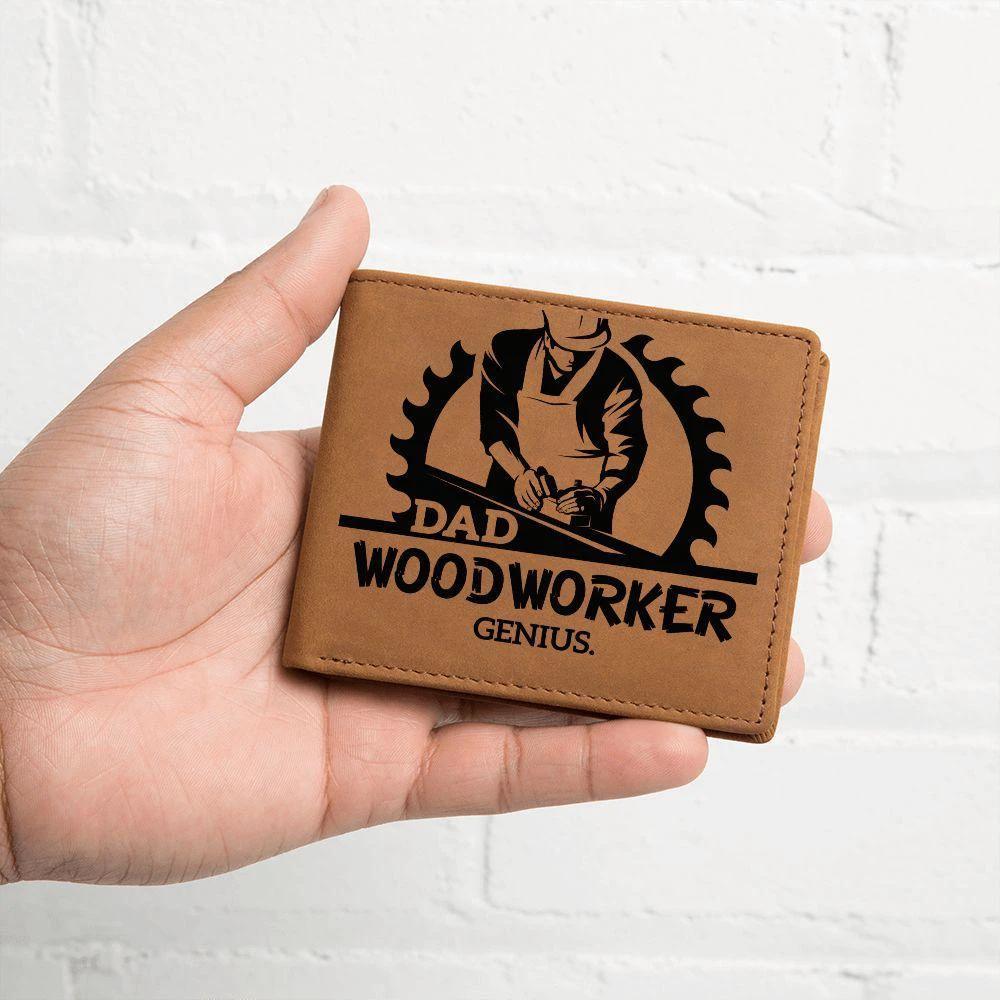 Dad Woodworker Genius Leather Wallet