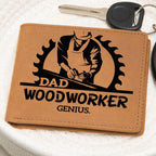 Dad Woodworker Genius Leather Wallet
