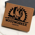Dad Woodworker Genius Leather Wallet