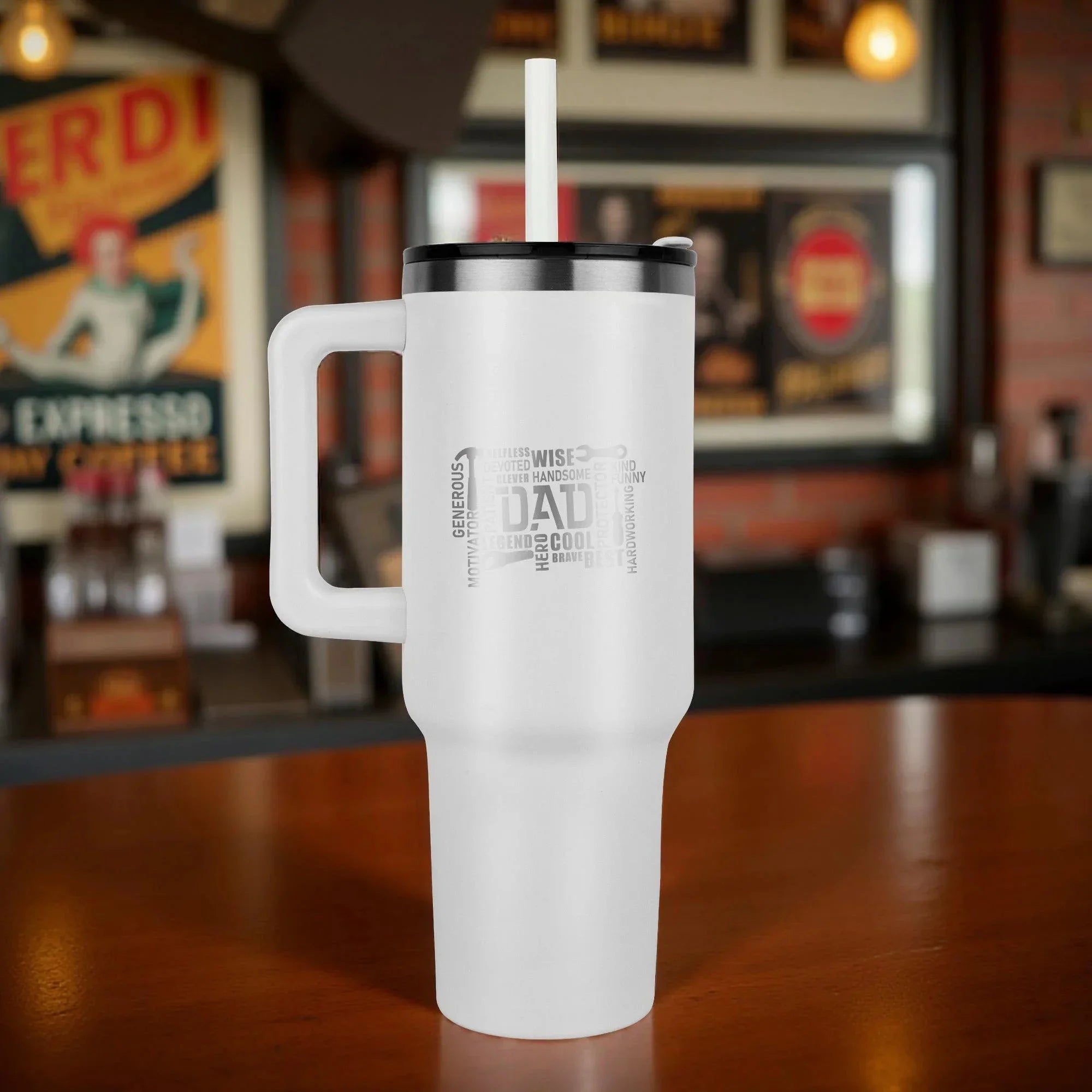 Gift for Dad - Word Art Laser-engraved 40oz Colored Tumbler With Handle