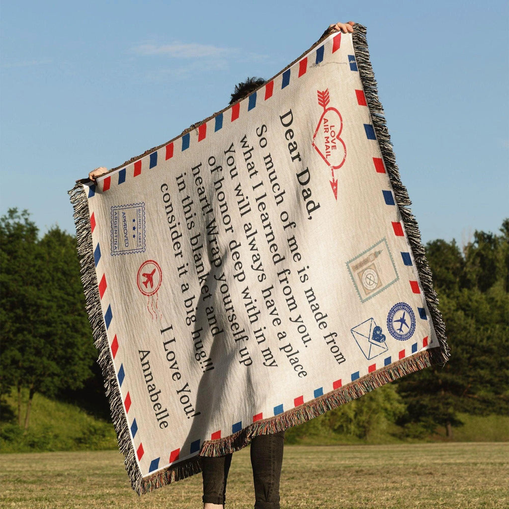 Gift for Dad - Wrap Yourself with this Blanket and Consider it a Big Hug - Personalized Heirloom Woven Blanket