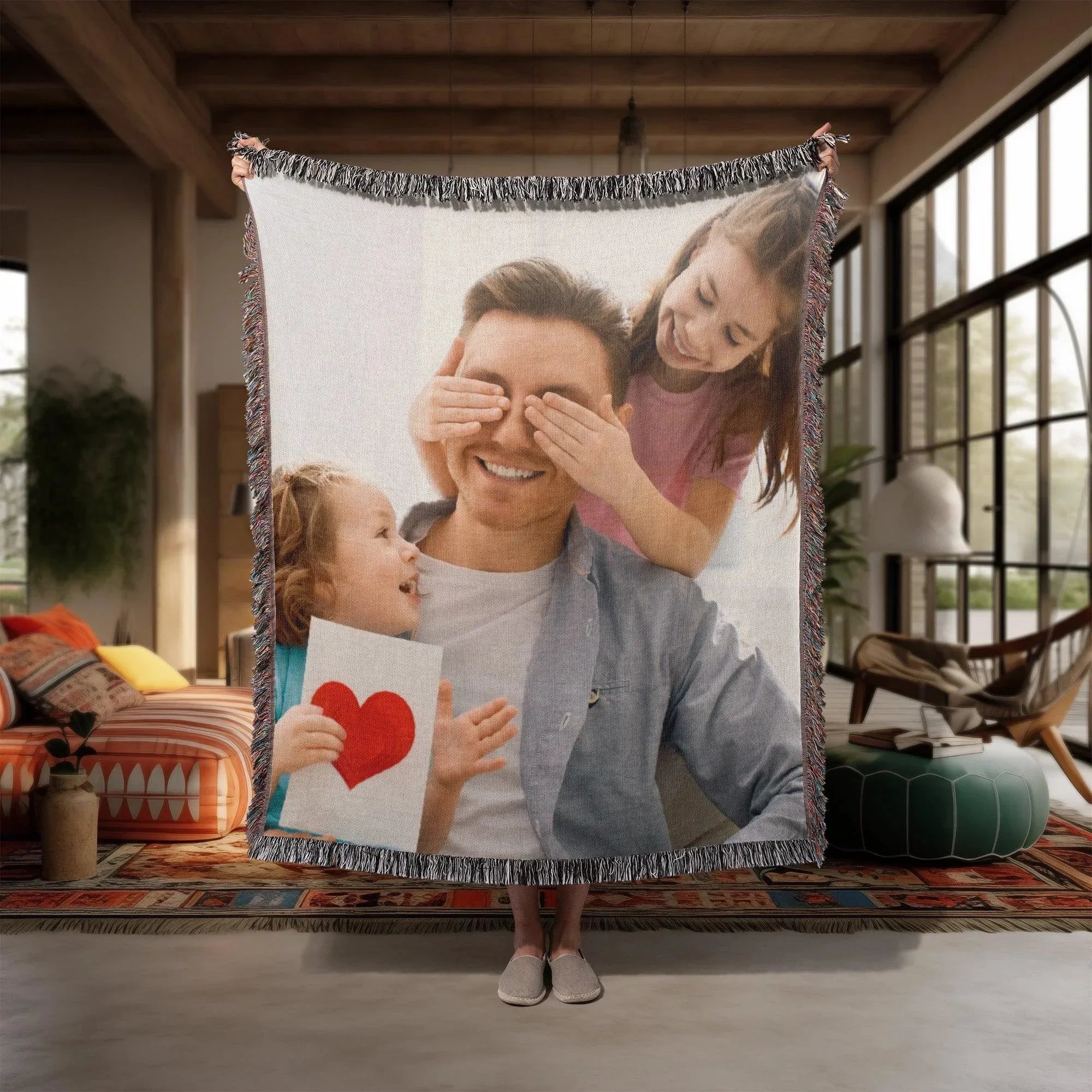 Gift for Dad, Mom, Grandparents - Personalized Photo Upload Heirloom Blanket