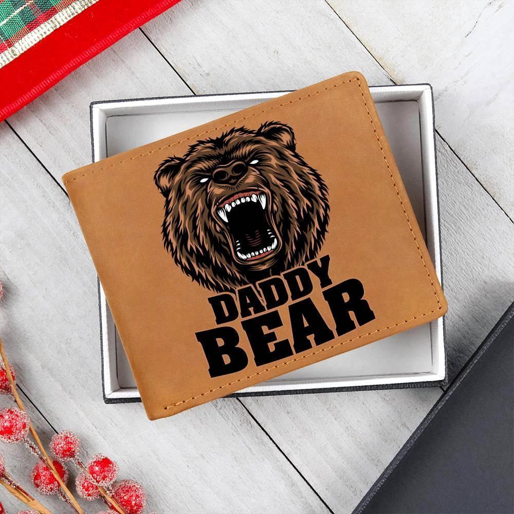 Daddy Bear Printed Leather Wallet Genuine Cowhide
