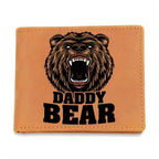 Daddy Bear Printed Leather Wallet Genuine Cowhide