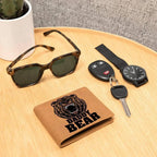 Daddy Bear Printed Leather Wallet Genuine Cowhide