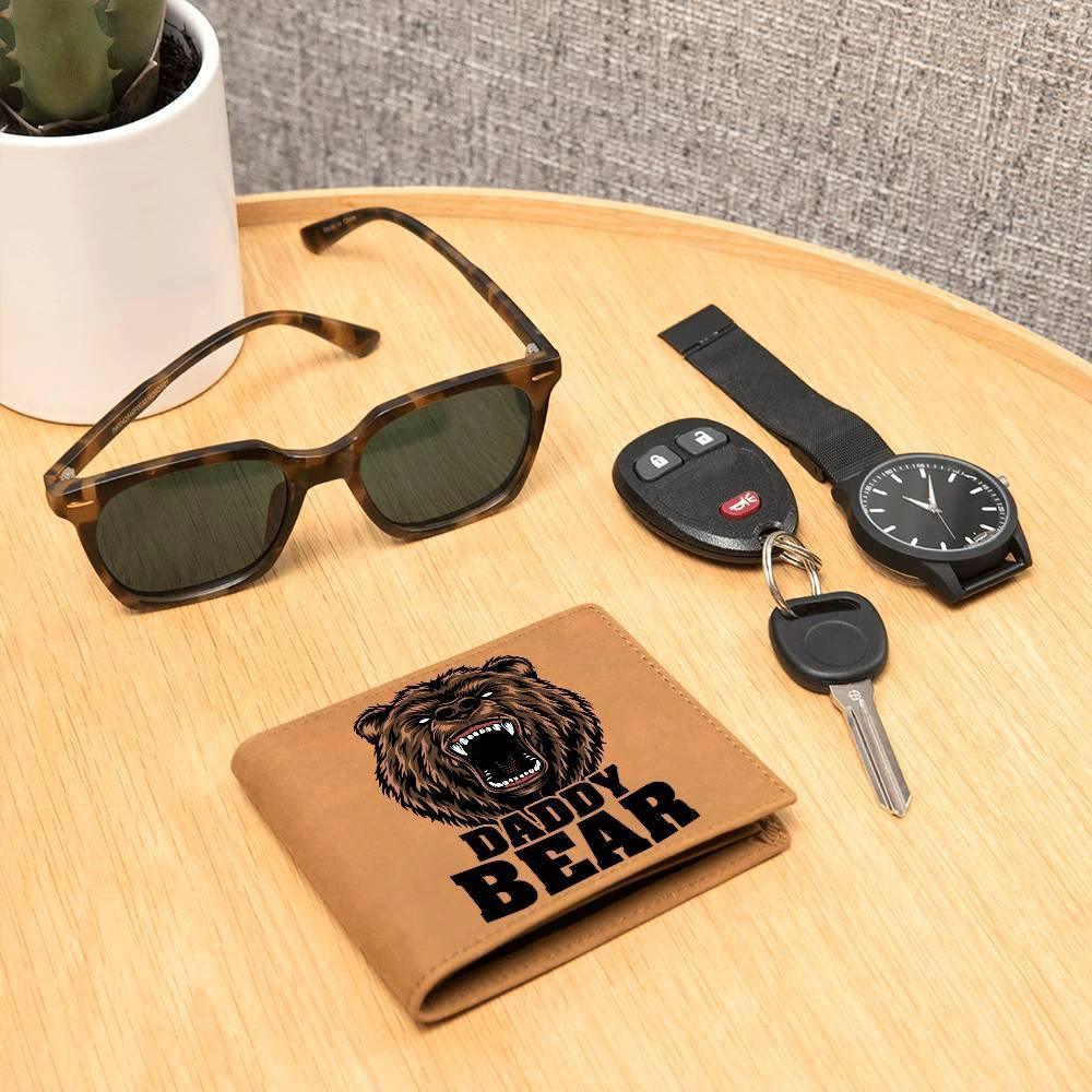 Daddy Bear Printed Leather Wallet Genuine Cowhide