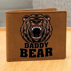 Daddy Bear Printed Leather Wallet Genuine Cowhide